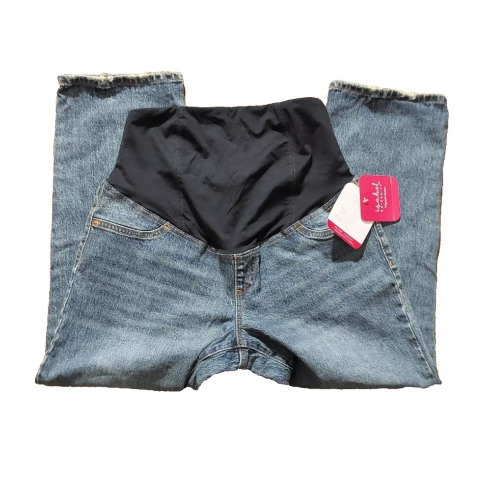 New Isabel Maternity Women's Maternity Blue Denim Jeans with Belly Panel sz 8 - Picture 3 of 9